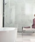 Align Chrome PosiTemp Shower Trim Kit With Valve Required For Modern Bathrooms, Pressure Balancing, Slick Chrome Finish shown in a luxury bathroom