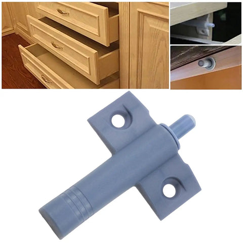 Top Notch Pom Plastic Cabinet Soft Close Damper Buffer With Grey Slam Proof Bump Stop Valves And Hassle Free Mounting Screws For Kitchen Drawers And Wood Cupboards Smooth Quiet Glide Eight Piece Kit close-up of grey soft close damper