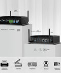 Smooth Operator Fanless Industrial Mini PC With Intel Core I7 10510U 32GB RAM 256GB SSD Plus 1TB Drive back and front view showing ports