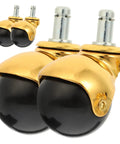 Four Piece Heavy Duty Furniture Caster Wheels With Smooth Gliding Bearings Built For Office Chairs Sofas And House Cabinets Wear Resistant Build That Makes Rearranging Your Spot Feel Like An Absolute Cinch Every Single Time, close-up of black and gold design.