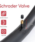 Heavy Duty Bike Inner Tube 16x1.75 To 2.25 Inch With AV32mm Schrader Valve showing valve details and features