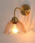UBNMIUBV Modern Industrial E27 Gooseneck Vintage Brass Wall Sconces Glass Shade Indoor Wall Mounted Lamp Fixture close-up view.