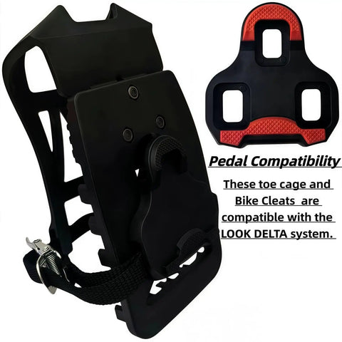 3 In 1 Indoor Cycling Pedals With Look Delta Compatibility, Clips And Cleats Included, Platform Or Toe Clip Modes, shoe cleat view