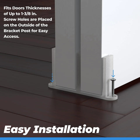 5 Pack Sliding Closet Door Floor Guides Fit For 1-3/8 Inch Thick Doors White Universal ABS Bottom Guides For Cabinet Floors With Screws Centering Doors On Tracks And Preventing Wobble For Smooth Operation.