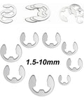 Massive 200 Piece External Snap Ring Kit With Ten Sizes E Clip Rings In 304 Stainless Steel Open Rings One Point Five To Ten Millimeters