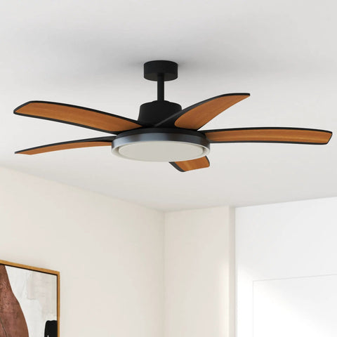 Straight Premium 52 Inch Smart Rgbic Ceiling Fan With Totally Lit Dimmable Lights And App Control For A Super Chill Lounge In Any Living Room Or Game Den, mounted on ceiling.