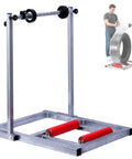 Hella Adjustable Tire Wrap Dispenser Stand For Car And Truck Wheels With Dual Roller Base Smooth Rotating Platform, 50cm roll holder.
