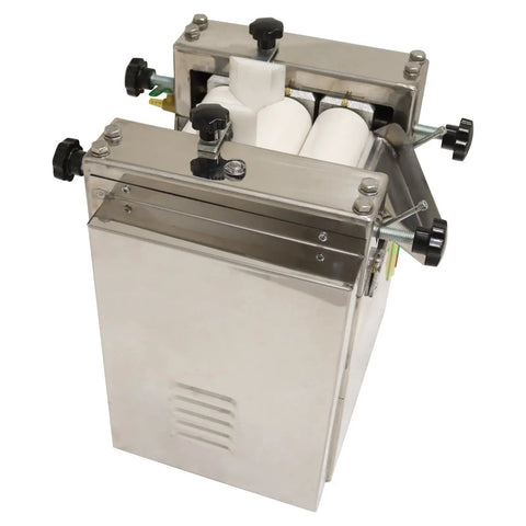 WYDDDARY Lab Three Roll Grinder With 304 Stainless Steel Housing, showcasing manual controls and ceramic rollers for precise grinding.