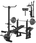 8 In 1 Weight Bench Set For Home Gym Foldable Bench With Preacher Curl Pad Lat Pulldown Leg Extension Leg Curl And Bench Press For Full Body Training Today, black finish