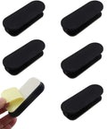 Six Black ABS Self Adhesive Pull Handles for Cabinets Drawers Windows and Furniture 88.4x31.3 mm shown with adhesive backing exposed