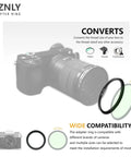 67mm To 77mm Step Up Filter Adapter Ring Built To Last Black Aviation Aluminum shown with camera lens setup