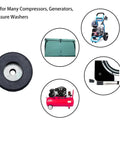 4 Pcs Rubber Feet Foot Mounts For Anti Vibration Pads with images of compatible compressors and washers.