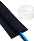 Floor Cord Cover 6 Foot Cable Protector For Wires And Cords Black Low Profile Ramp That Wheels Roll Over Smoothly Keeps Cables Tidy No Trip Hazards Durable Floor Cable Management Solution black PVC cable cover with one channel