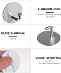 6 Pcs Stainless Steel Wall Hooks Zero Damage Install No Sweat Mount Heavy Duty Coat And Hat Hangers Punch Free showing easy installation process.