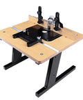Heavy Duty Benchtop Router Table With Slick Adjustable Fence And Rock Solid Steel Stand Integrated Dust Port for precision woodworking cuts.