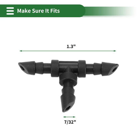 Drip Irrigation Barbed Tee Connectors For Seven Thirty Second Inch Tubing Easy Install No Sweat Durable Plastic No Leak