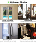 Four scenes show the Freezer Door Alarm With Adjustable Delay For Doors Left Open Wireless Refrigerator Alert modes.