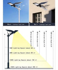 JUDYSSY Courtyard Light Solar Lights Outdoor Garden Led showing mast and wall installation options with lighting area details.