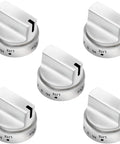 Beefy 100 Percent Stainless Steel Gas Stove Knob Replacement For Most Ranges Heavy Duty Surface Burner Control Knob Rust Proof And Heat Resistant AP5989029 PS11729081 Compatible Built To Last, five silver knobs