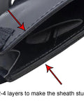 Close-up of PU Leather Sword Carrying Belt Frog For Back Carry, showcasing 2-4 sturdy layers for Ninja Samurai cosplay accessory.