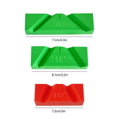 Top Shelf Manual Drill Bit Sharpening Guide Jig Set Of 3 showing polymer angles of 90°, 118°, and 135° for precision use.