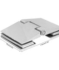Heavy Duty 304 Stainless Steel Beveled Double Sided Shower Door Hinge With Complete Installation Kit Fits 8 To 12 Mm shown from the top angle.
