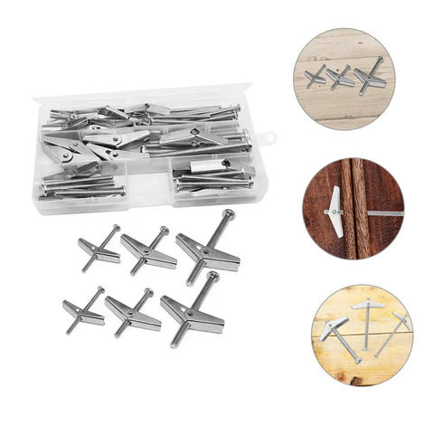 Heavy Duty Toggle Bolt Kit With Steel Drywall Anchors And Wing Nuts, Snap Toggle Bolts For Hollow Walls, Wall Hanging And Fast Installations, DIY Ready Decor Mounts For Cabinets, Shelves And Picture Frames, assorted sizes in case