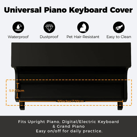 Beefed Up 1.8mm Faux Leather Keyboard Cover For 88 Keys Piano Waterproof Dustproof Pet Hair Resistant Protector dimensions