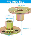Heavy Duty 16 Pack 3/8 16 Thread Brad Hole T Nuts With Durable Galvanized Coating showing size and design details.