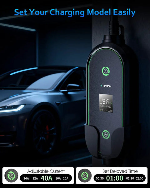 Tesla 40A Level 2 EV Charger 9.6kW 240V With 25Ft Cable NEMA 14-50 Plug And NACS Connector Portable EV Charger for Model S