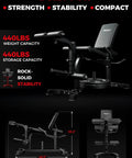 Pro Grade Leg Extension And Curl Machine For Home Gym With Adjustable Settings And Triple Loading System, side and front view