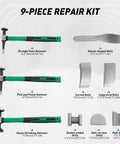 9-piece Auto Body Dent Repair Kit With Dolly And Hammer Set, Carbon Steel Fender Tools including durable 45 Steel Crowbar