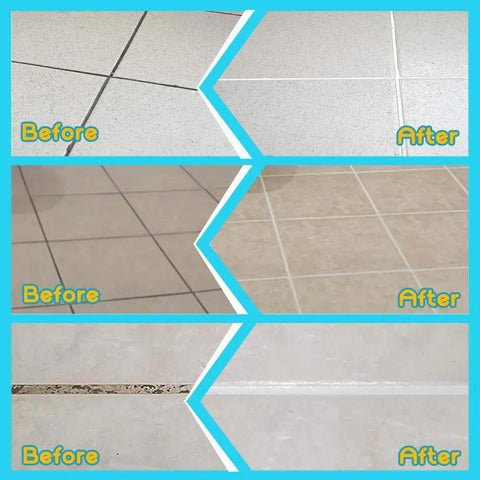 Before and after: Grout Renewal Pen White Kit For Tile Gaps, Two 20ml Pens With Replacement Nibs And Cleaning Brush, Easy Touch Up Repair Marker To Restore Grout Lines In Bathrooms And Kitchens, 5 Piece Grout Line Restorer Set results on tile.