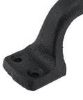 Close-up of Heavy Duty Sliding Barn Door Handles Black 7 Inch Two Pack Rustic Gate Pull Handles, carbon steel, black powder coated finish.