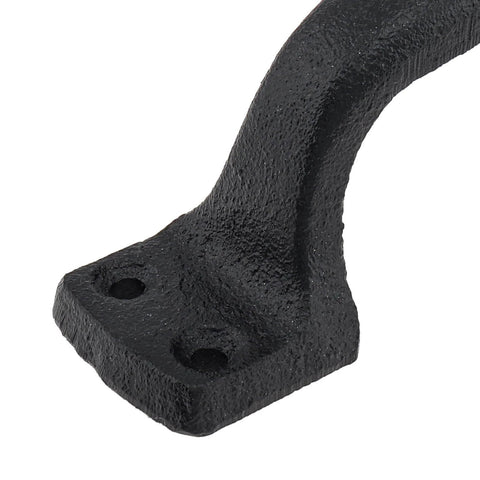 Close-up of Heavy Duty Sliding Barn Door Handles Black 7 Inch Two Pack Rustic Gate Pull Handles, carbon steel, black powder coated finish.