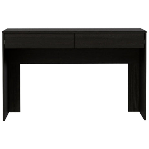 Front view of an Adjustable Gaming Computer Desk With Dual Storage Drawers And Smooth Height Control, 47.32in wide, black finish.