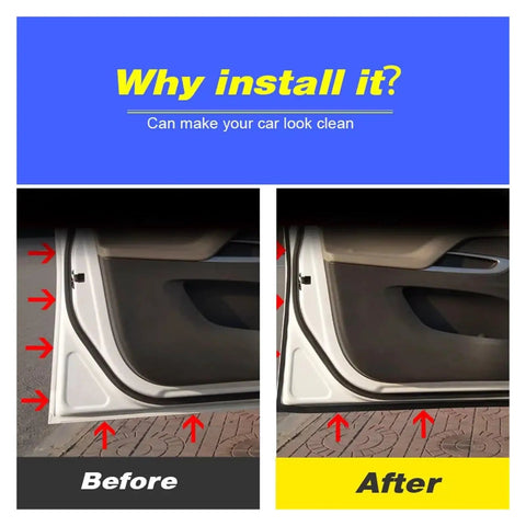Comparison of car door before and after using Door Seal Strip Kit For Cars, Dustproof Edge Guard And Quiet Close Trim.