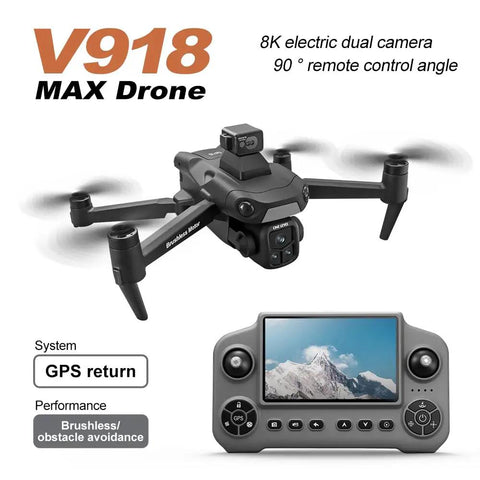 Foldable RC Drone With 1080P Triple HD Camera, 5G FPV Live Video shown with remote control display screen