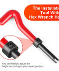 Installation tool with hex wrench hole for Pro Grade 15 Piece Thread Repair Kit For Damaged M12x1.75 Threads With Helicoil Style Inserts.