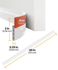 Heavy Duty Door Draft Stopper Seal 2 Pack DIY Door Sweep showing dimensions and size of 40 inches long and 2 inches tall.