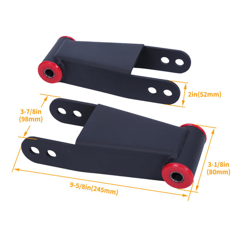 Ford F-150 2004-2014 Rear 2 to 3 Inch Lowering Drop Shackles Bolt On Leveling Kit 2WD Adjustable Shackle dimensions shown