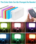 On-Camera Bi-Color LED Video Light With 6 Color Filters, Mini Rechargeable Lighting Panel 3200K-6500K setup with Nikon camera