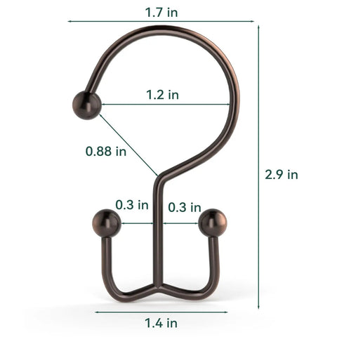 12 Pack Bronze Shower Curtain Rings Heavy Duty Rust Proof Anti Corrosion Metal Hooks With Double Glide For Curtain And Liner Smooth Sliding