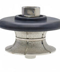 One And A Quarter Inch Full Bullnose Diamond Profile Wheel For Hand Grindin And Polishin Granite Marble And Concrete Shape V 40/50 Grit Five Eighth Inch Thread Vacuum Brazed For Long Lastin Polish And Edge Shaping wheel with vacuum brazed diamond surface and 5/8-11 thread