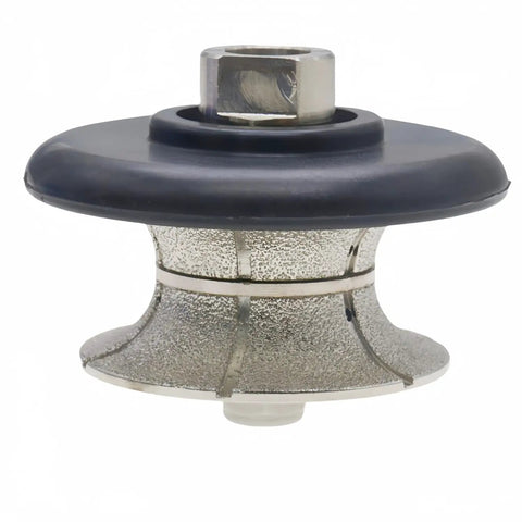 One And A Quarter Inch Full Bullnose Diamond Profile Wheel For Hand Grindin And Polishin Granite Marble And Concrete Shape V 40/50 Grit Five Eighth Inch Thread Vacuum Brazed For Long Lastin Polish And Edge Shaping wheel with vacuum brazed diamond surface and 5/8-11 thread