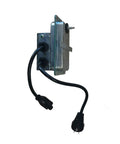 Side view of a plug in air pressure activation switch for duct fans in HVAC systems that automatically turns on and off based on furnace or air conditioner blower.