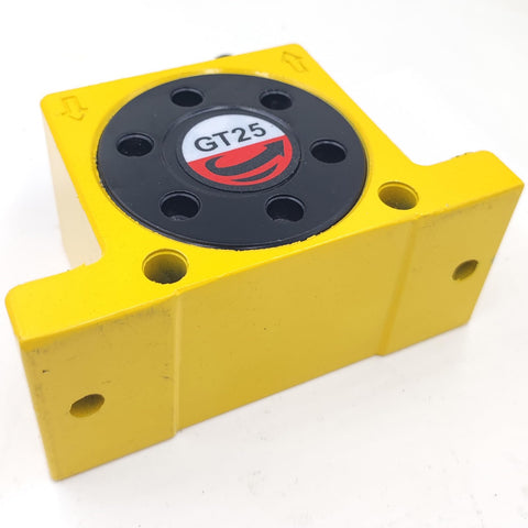 Set Of 2 High Speed Pneumatic Air Turbine Vibrators For Industrial Systems One Quarter Inch Ports Aluminum Body Yellow Base