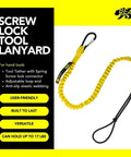 Yellow Heavy Duty Tool Lanyard With Buckle Strap Clip Bungee Cord And Screw Lock Carabiner For Fall Protection And Safety Adjustable Loop End Tough Construction Lanyard Three Pack on display