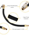 Tire Inflator Extension Hose With Quick Inflation Chuck Adapter showing copper thread connection and VG8 male thread