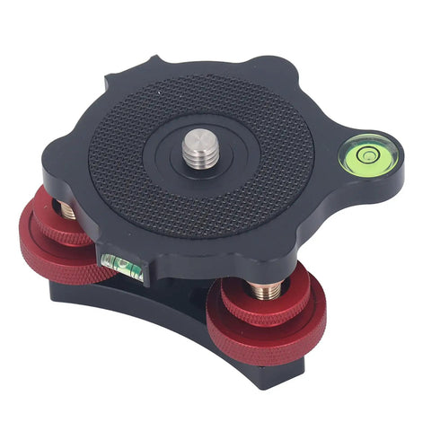 Beefy CNC Leveling Base Vise For Milling Drilling And Grinding Machines, black aluminum base with bubble levels and red knobs.